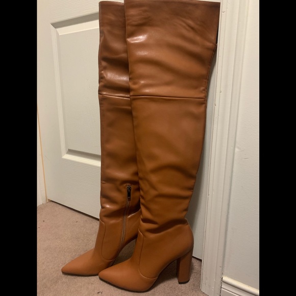 NEW TAN THIGH HIGH BOOTS - Picture 9 of 15